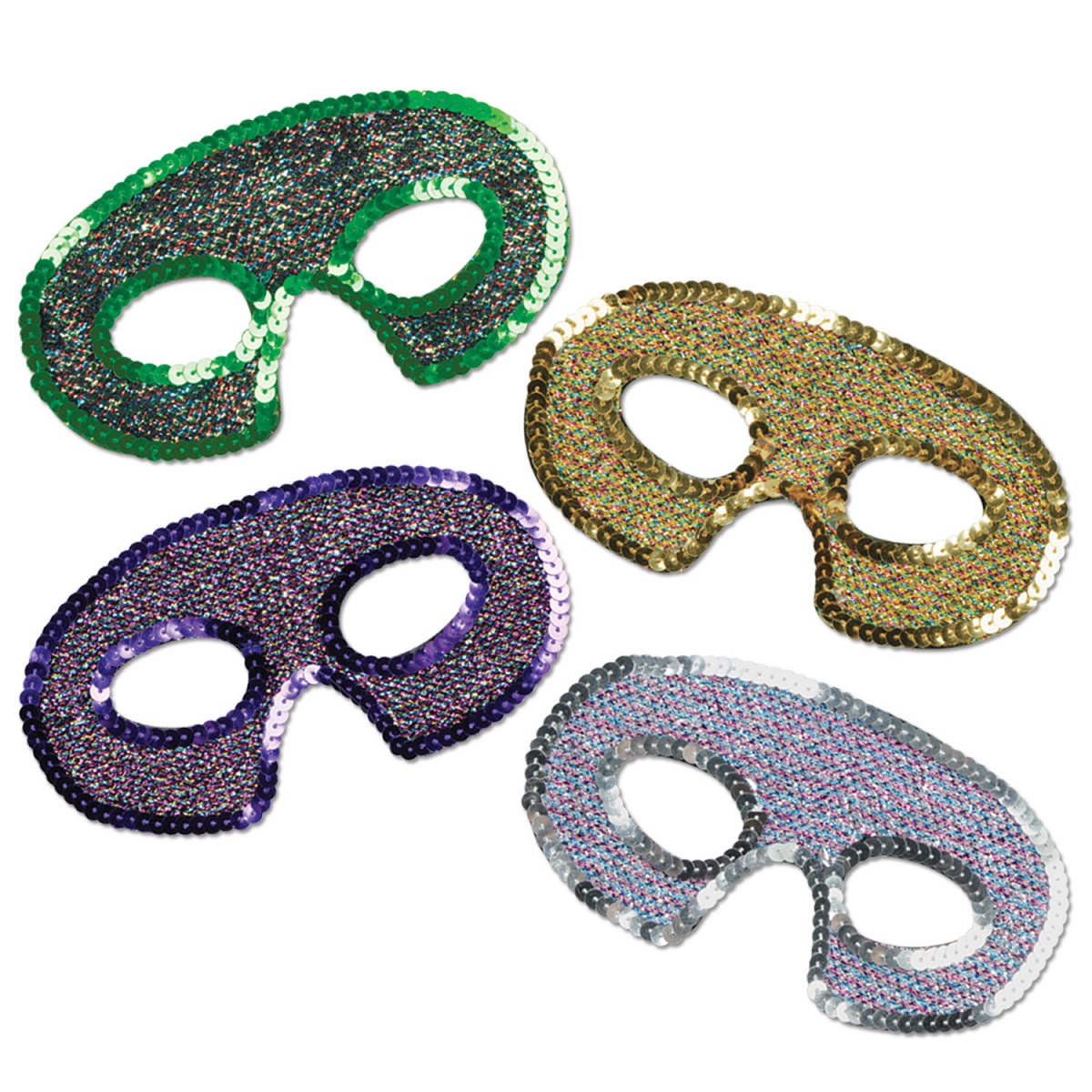 Party Central Club Pack of 24 Sequin Masquerade Unisex Adult Mardi Gras Half Masks - One Size