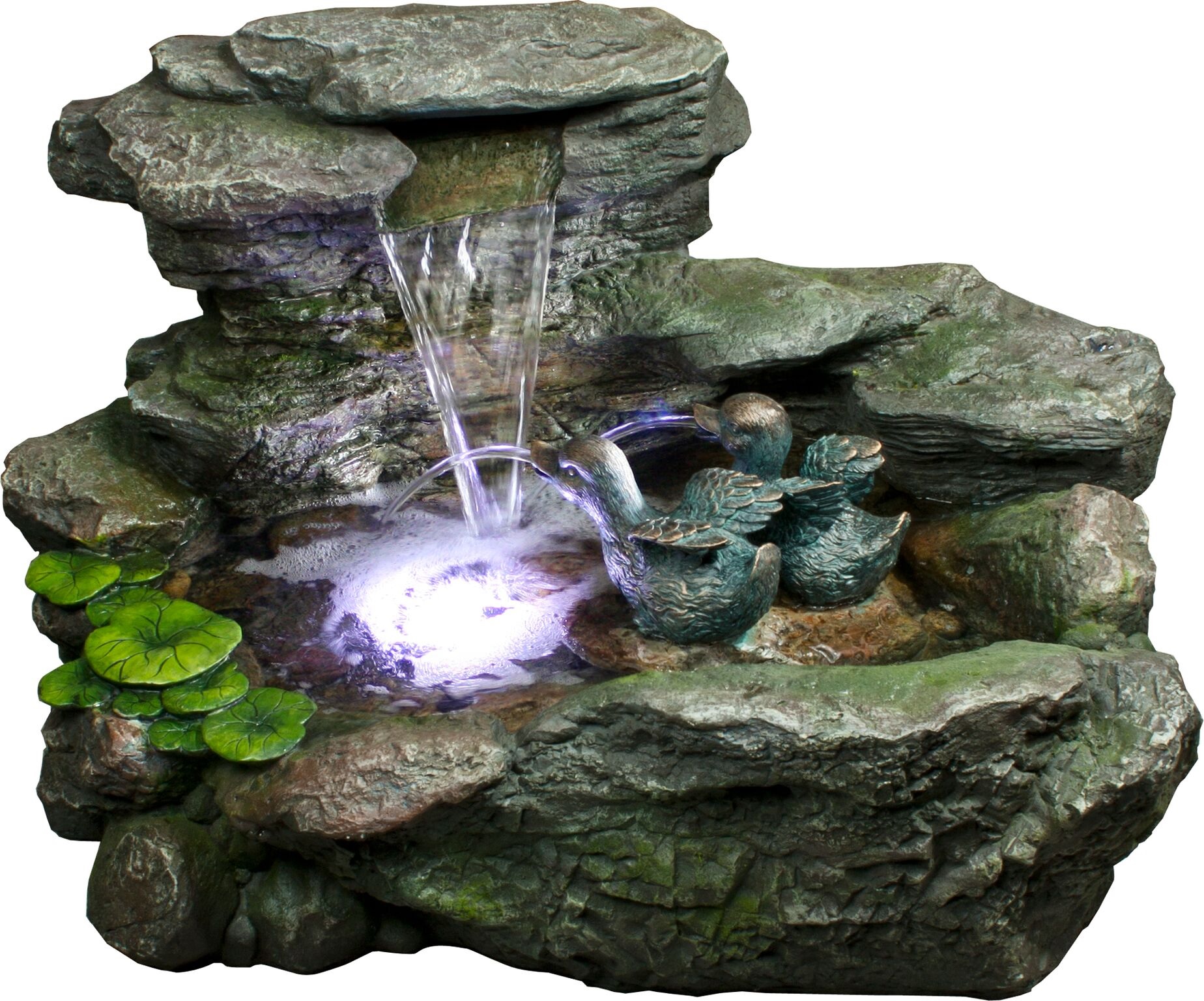 Outdoor Living and Style 29.15" Gainesville Envirostone Outdoor Fountain with Swimming Ducklings