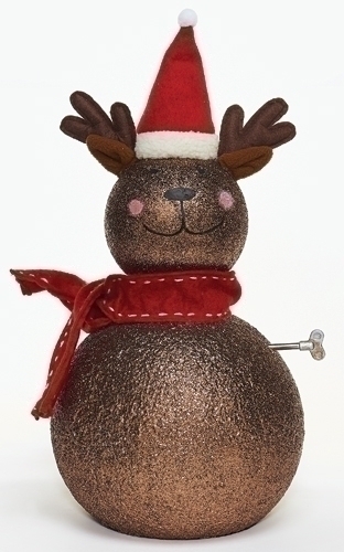 Roman 18" Metallic Brown and Red Musical Reindeer Christmas Tabletop Figurine