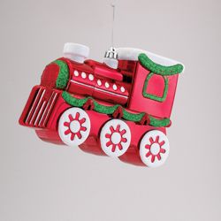 Kurt S. Adler 9" Red and Green Glitter Embellished Express Train Christmas Ornament