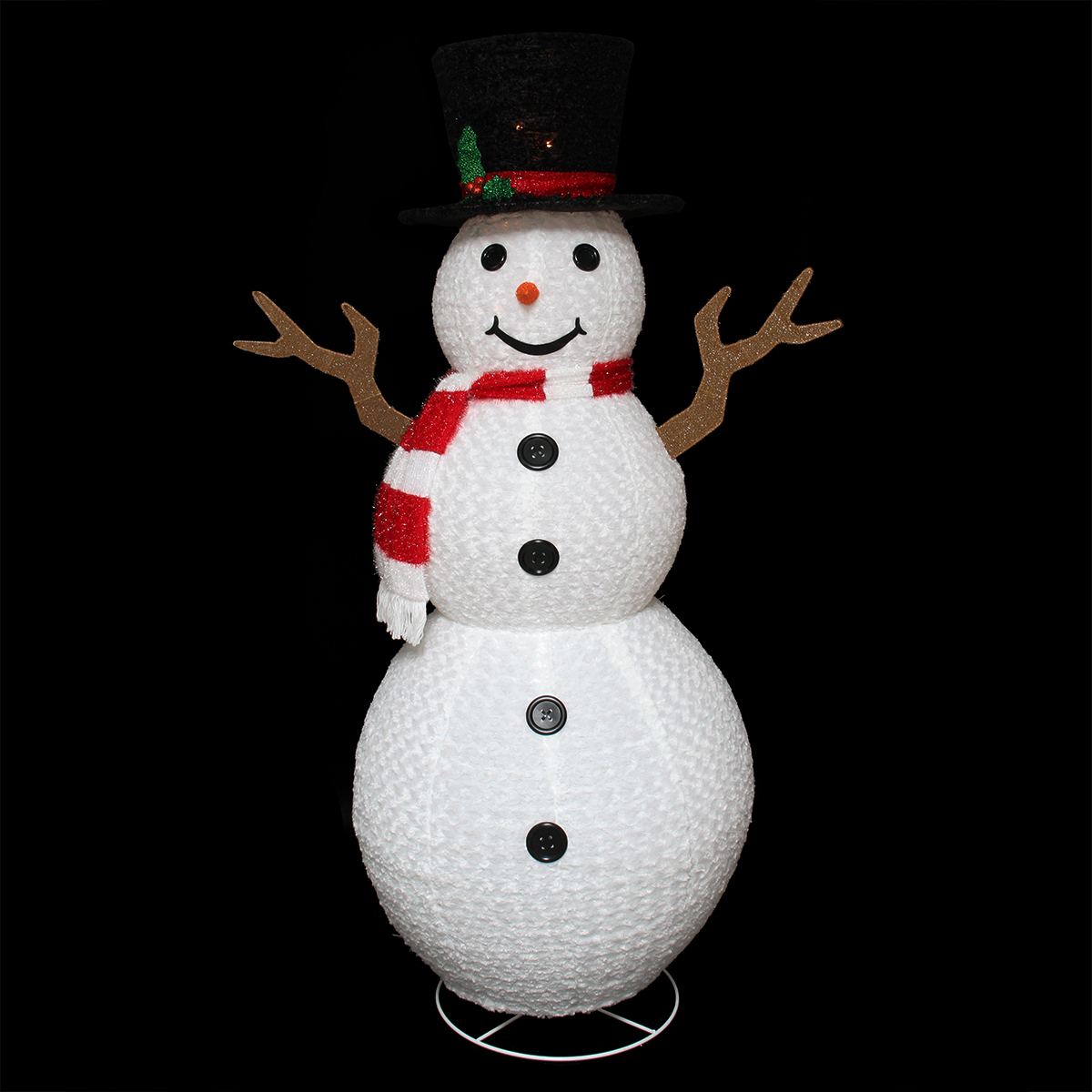 Northlight 6' Pre-Lit Chenille Swirl Large Snowman with Top Hat Christmas Outdoor Decoration