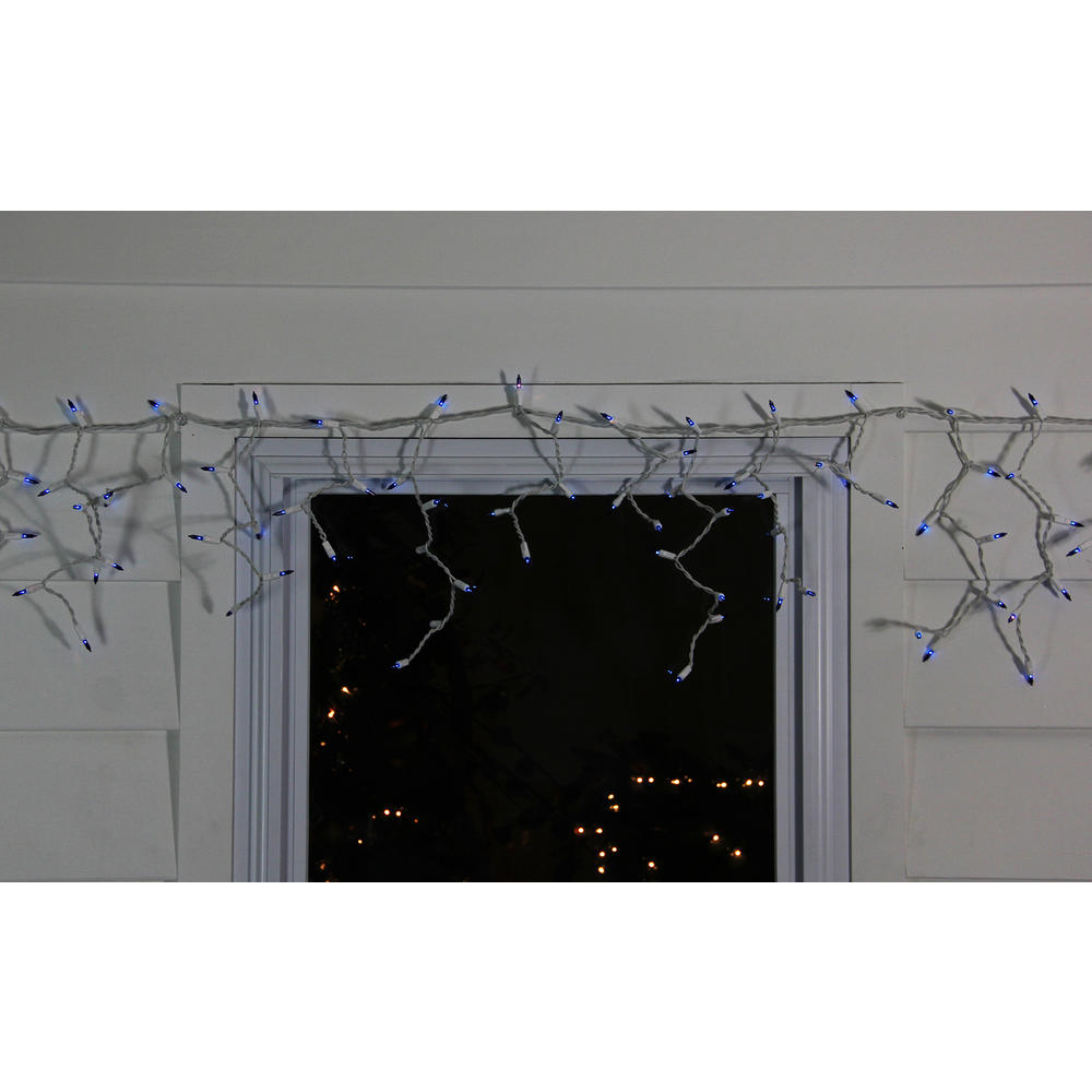 Northlight 150-Count Blue Mini Icicle Christmas Light Set - 8.75ft, White Wire