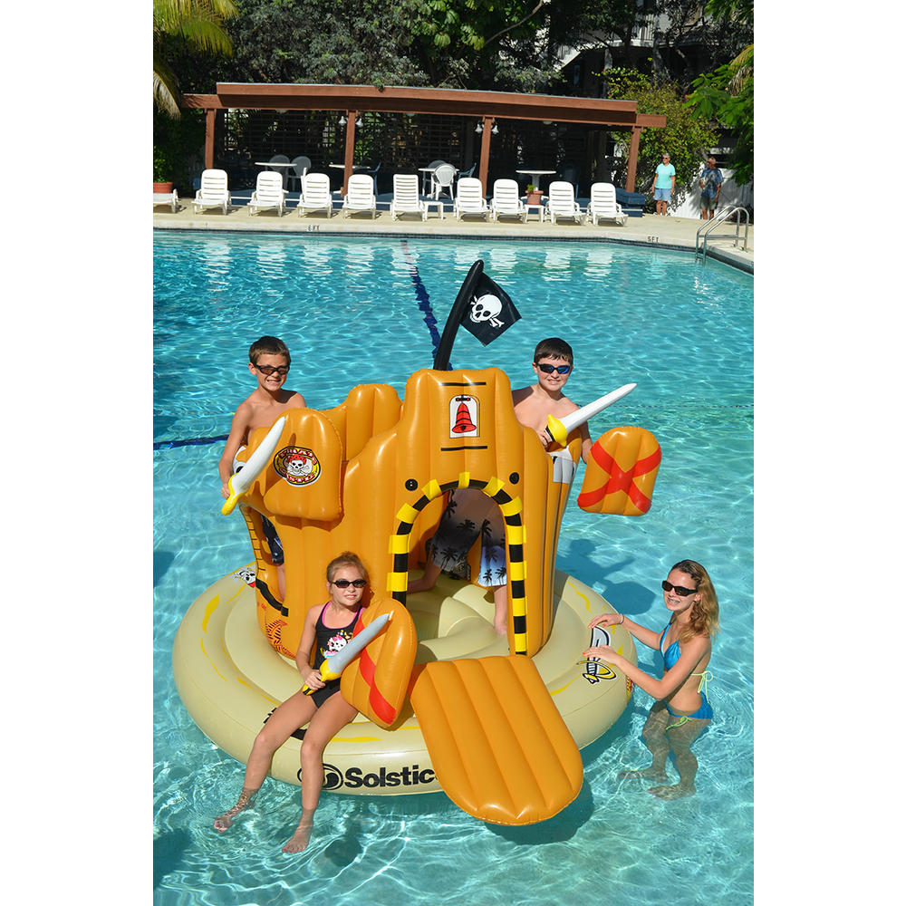 Swim Central Inflatable Orange Pirate Castle Adventure Swimming Float, 82-Inch