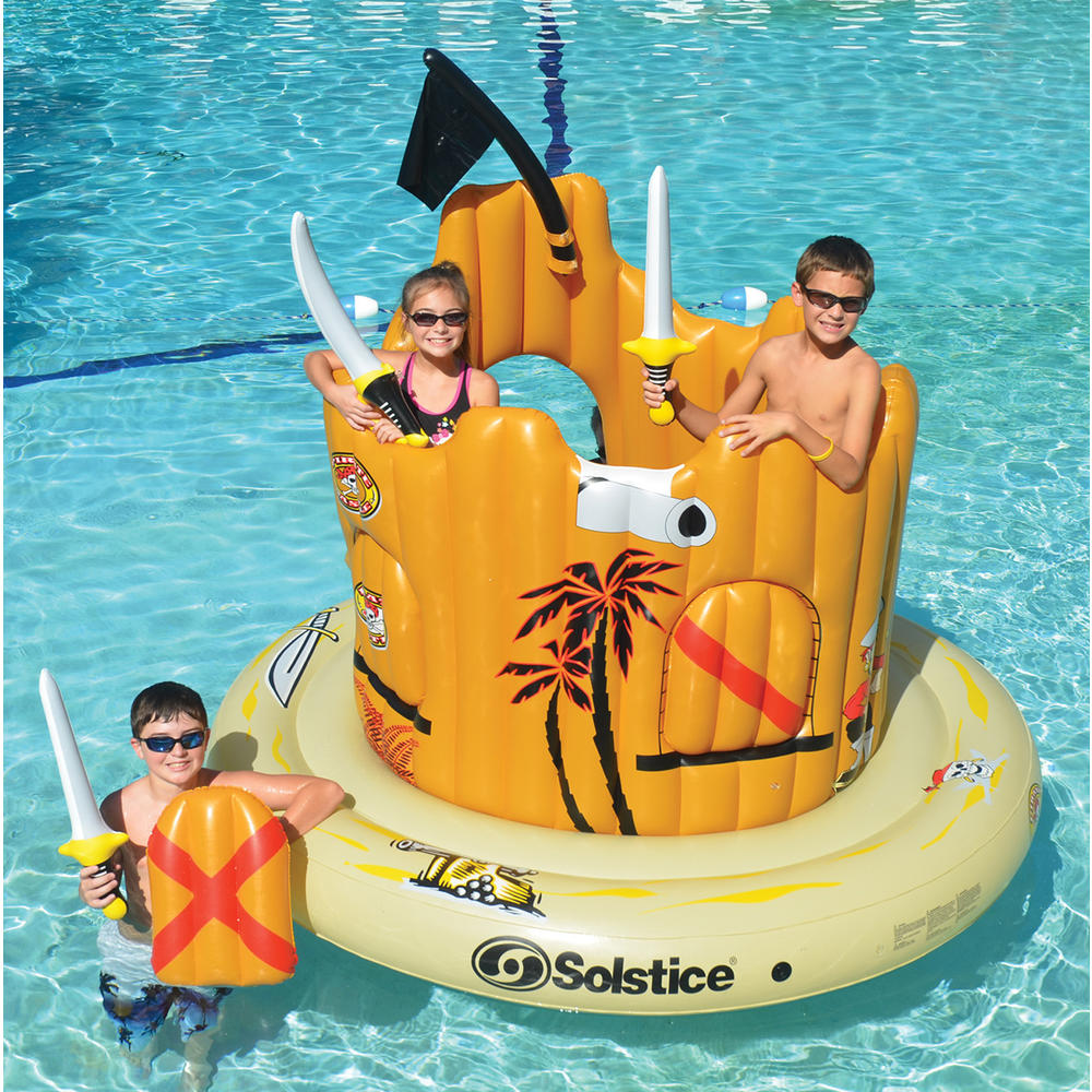 Swim Central Inflatable Orange Pirate Castle Adventure Swimming Float, 82-Inch
