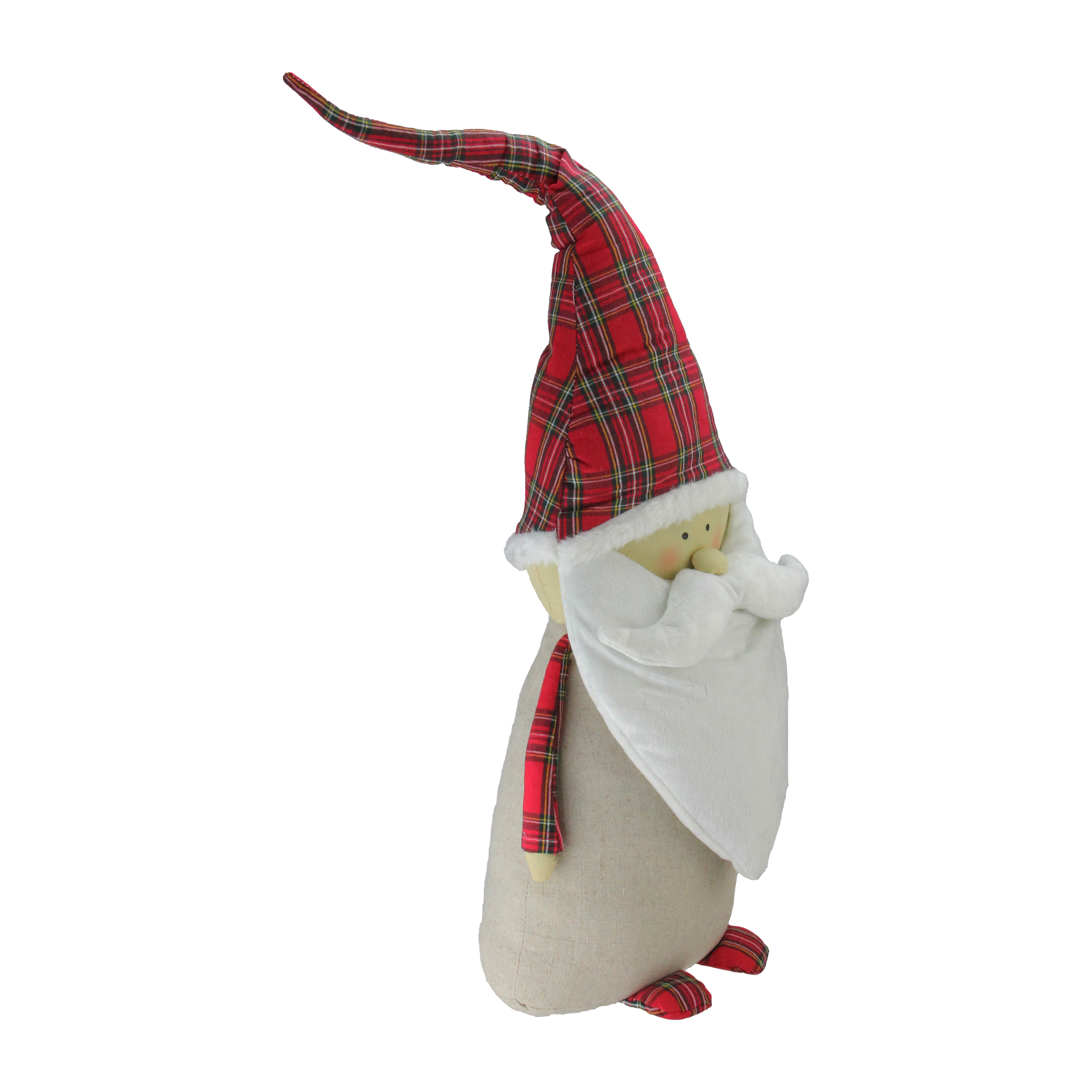 Northlight 26" White and Red Santa Claus Gnome with Plaid Hat Christmas Figurine
