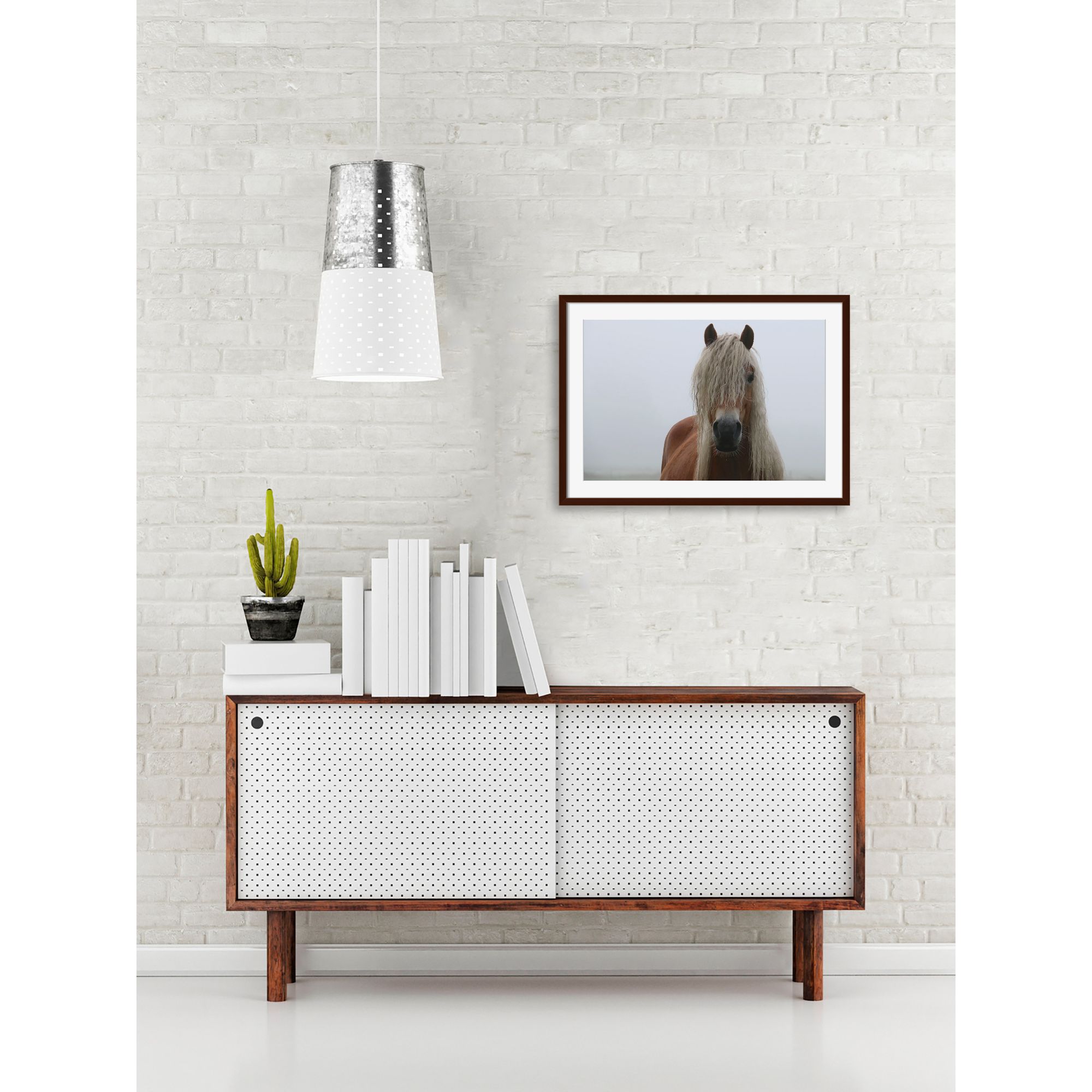 Tiwari Home Brown And Gray Horse Printed Rectangular Framed