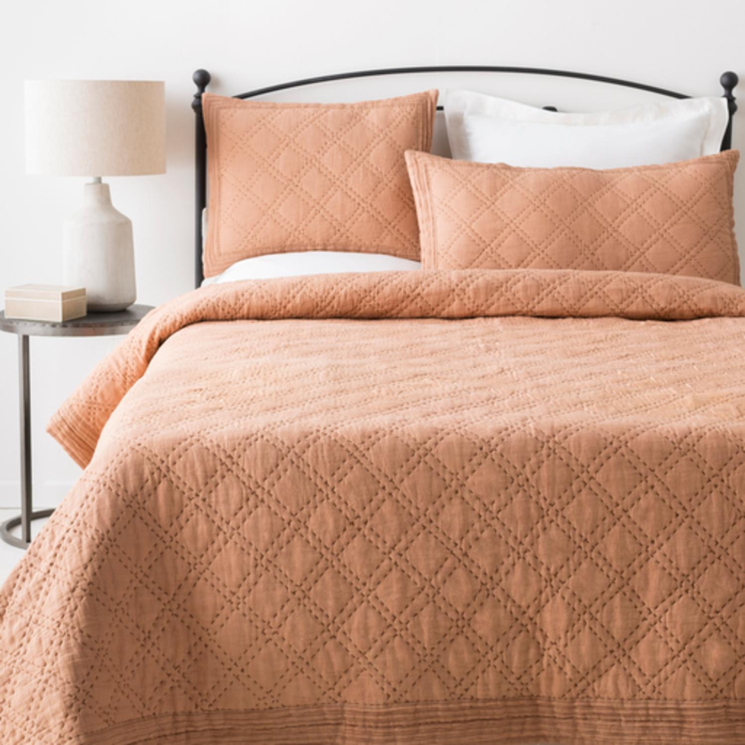 Diva At Home Neutral Peach Pink And Brown Modern Style Linen King