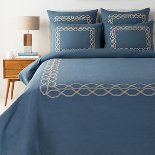 Diva At Home Spruce Blue And Beige Brown Modern Style Linen King
