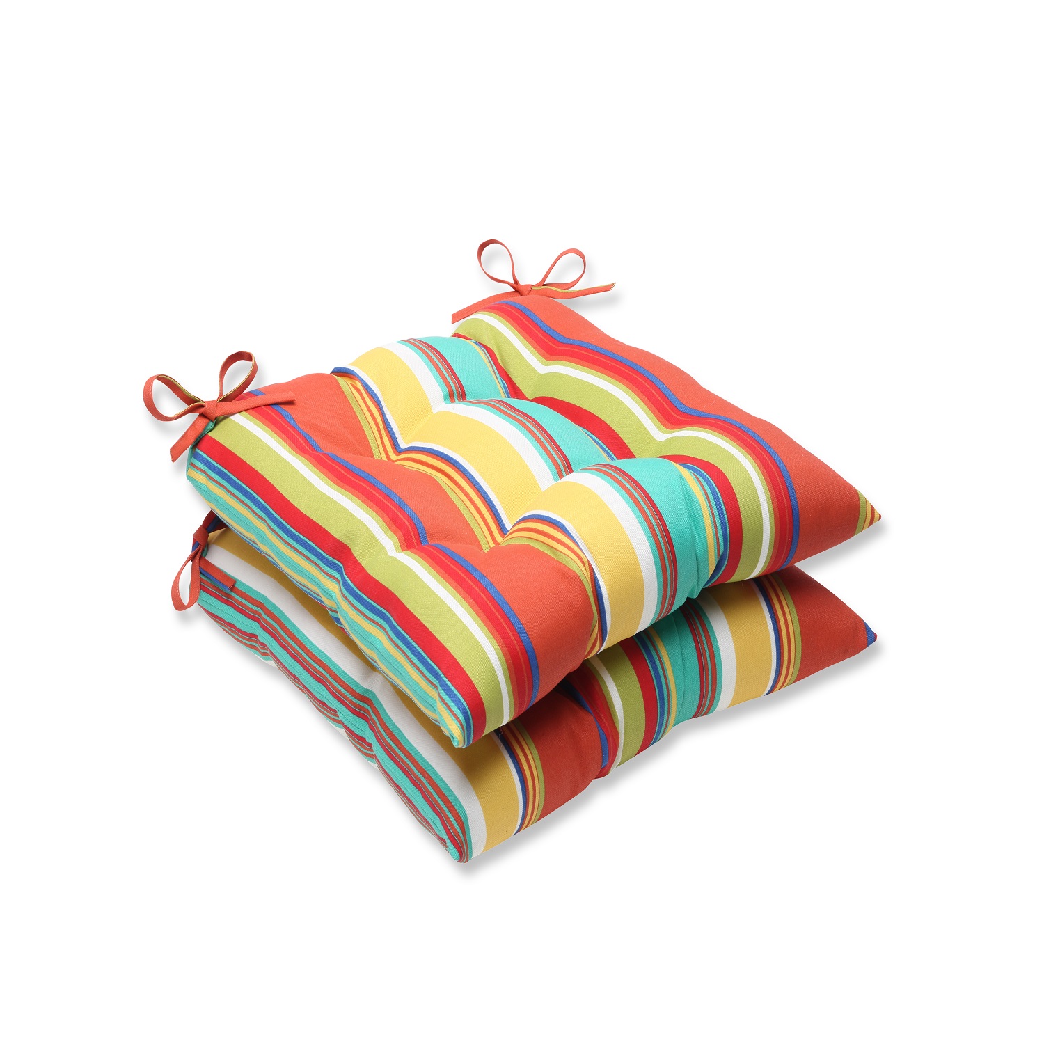 CC Outdoor Living Set of 2 Multicolored Striped Square Seat Cushion 19"