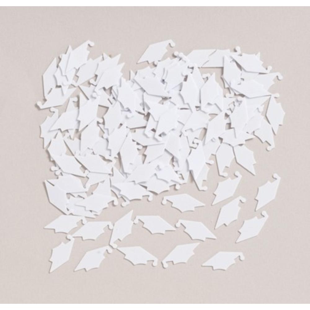 Party Central Club Pack of 12 White Mortarboard Cap Hat Shaped Graduation Day Celebration Confetti Bags 0.5 oz.