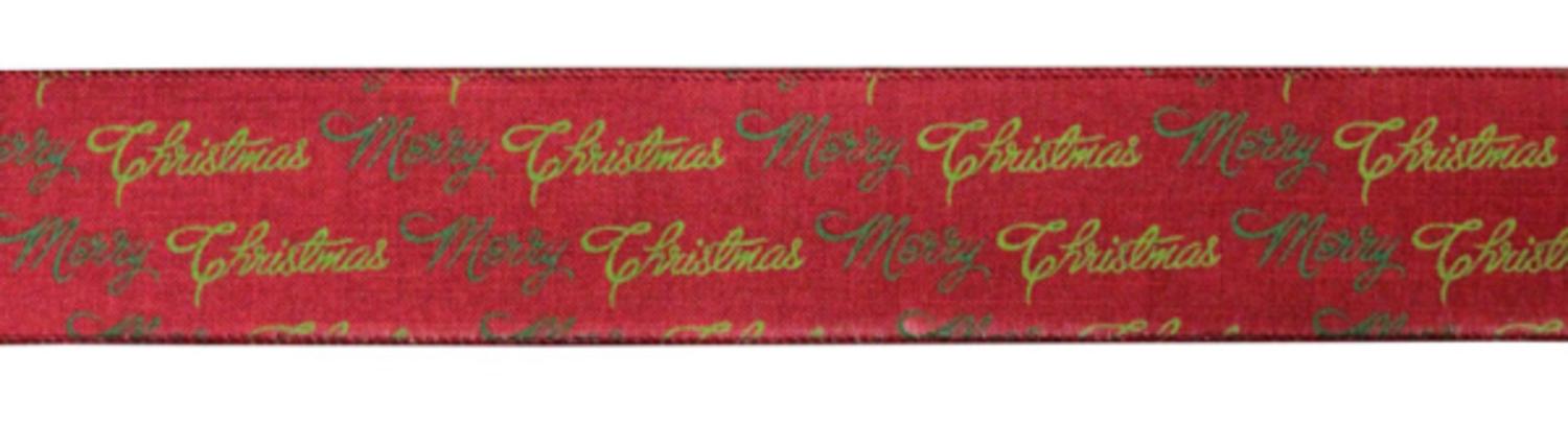 Diva At Home Set of 4 Red and Green "Merry Christmas" Wired Craft Ribbon 2.5" x 60 Yards
