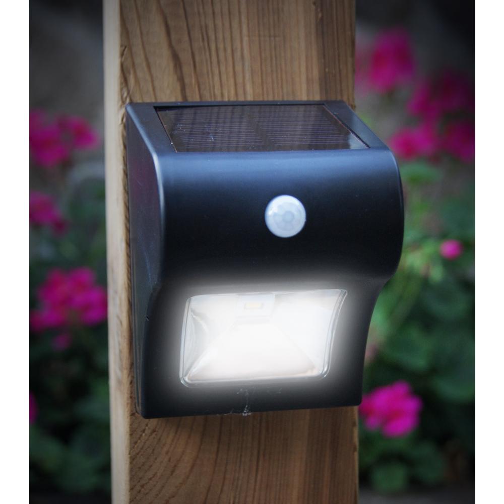 CC Outdoor Living Set of 2 Black Solar Powered Motion Sensor Deck and Wall Lights 4.75"