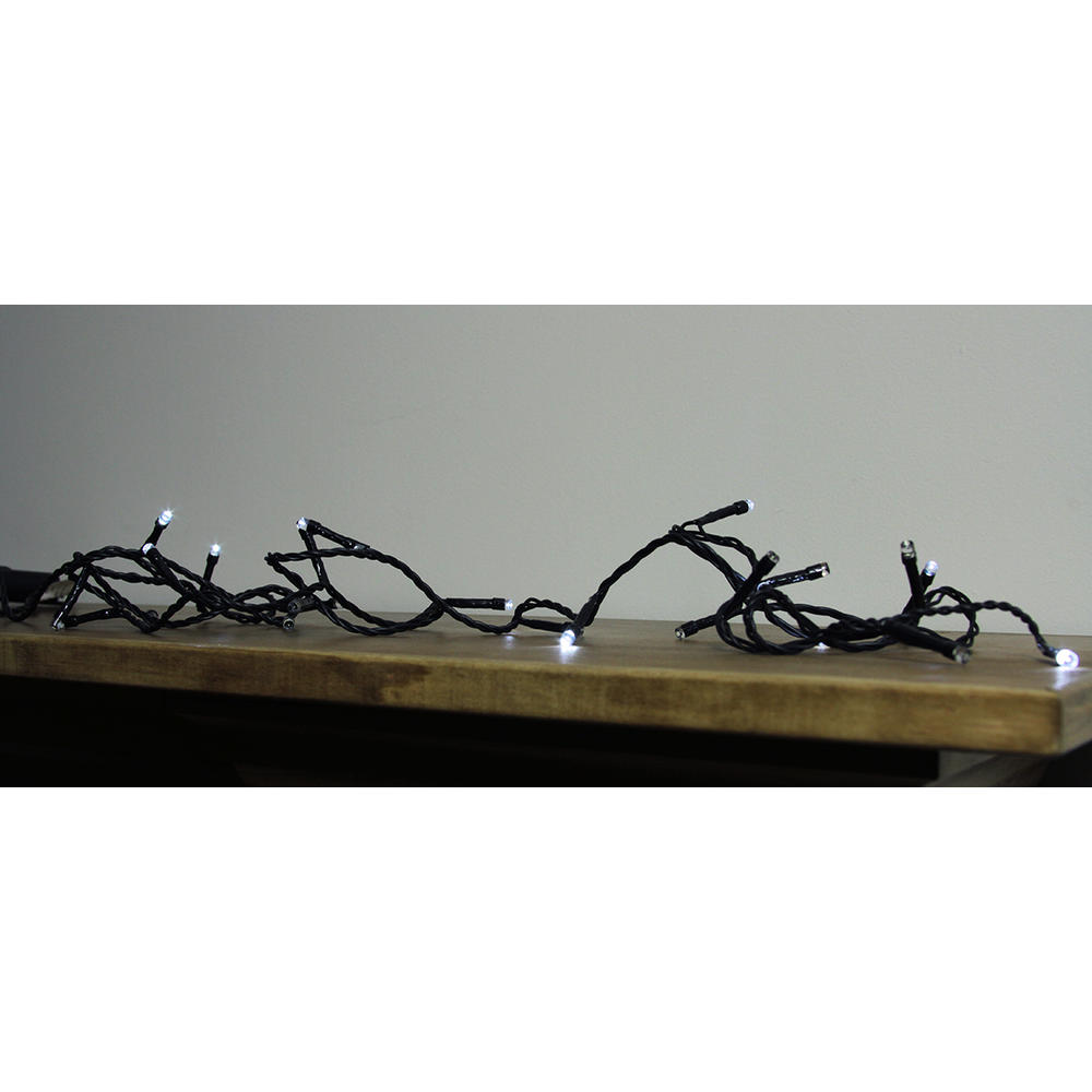 Kaemingk 480 Cool White LED Battery Operated 8-Function Christmas Lights - 117 ft Black Wire