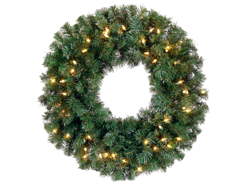 Allstate 12" Pre-Lit Deluxe Windsor Pine Artificial Christmas Wreath, Clear Lights
