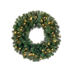 Allstate 12" Pre-Lit Deluxe Windsor Pine Artificial Christmas Wreath, Clear Lights