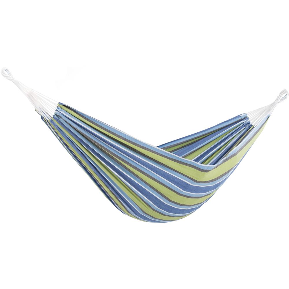 The Hamptons Collection 144” Blue and Brown Striped Two Person Brazilian Style Hammock