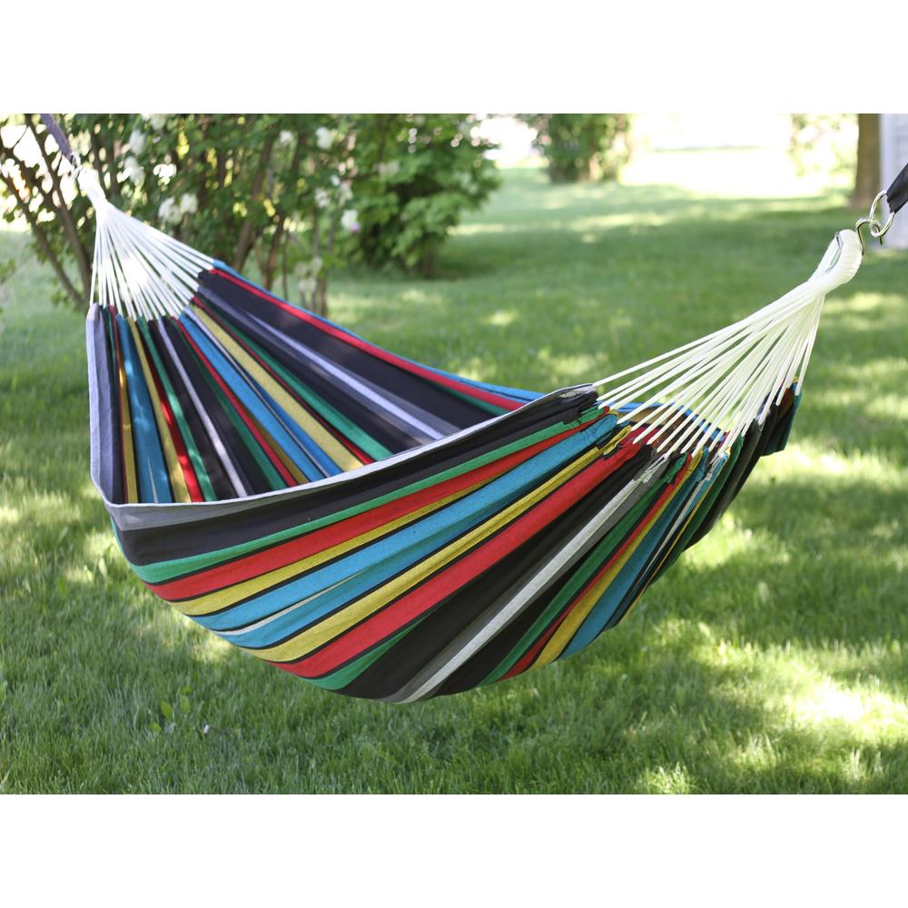 The Hamptons Collection 144” Black and Yellow Striped Two Person Brazilian Style Hammock