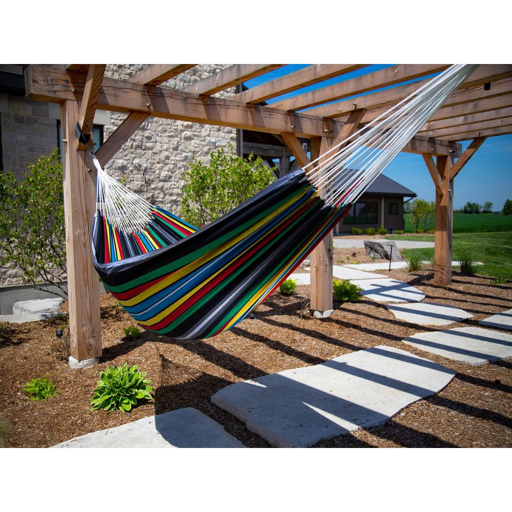 The Hamptons Collection 144” Black and Yellow Striped Two Person Brazilian Style Hammock