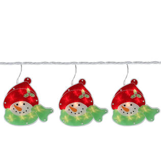 LB International 50-Count Glitter Holographic Snowman Christmas Light Set, White Wire