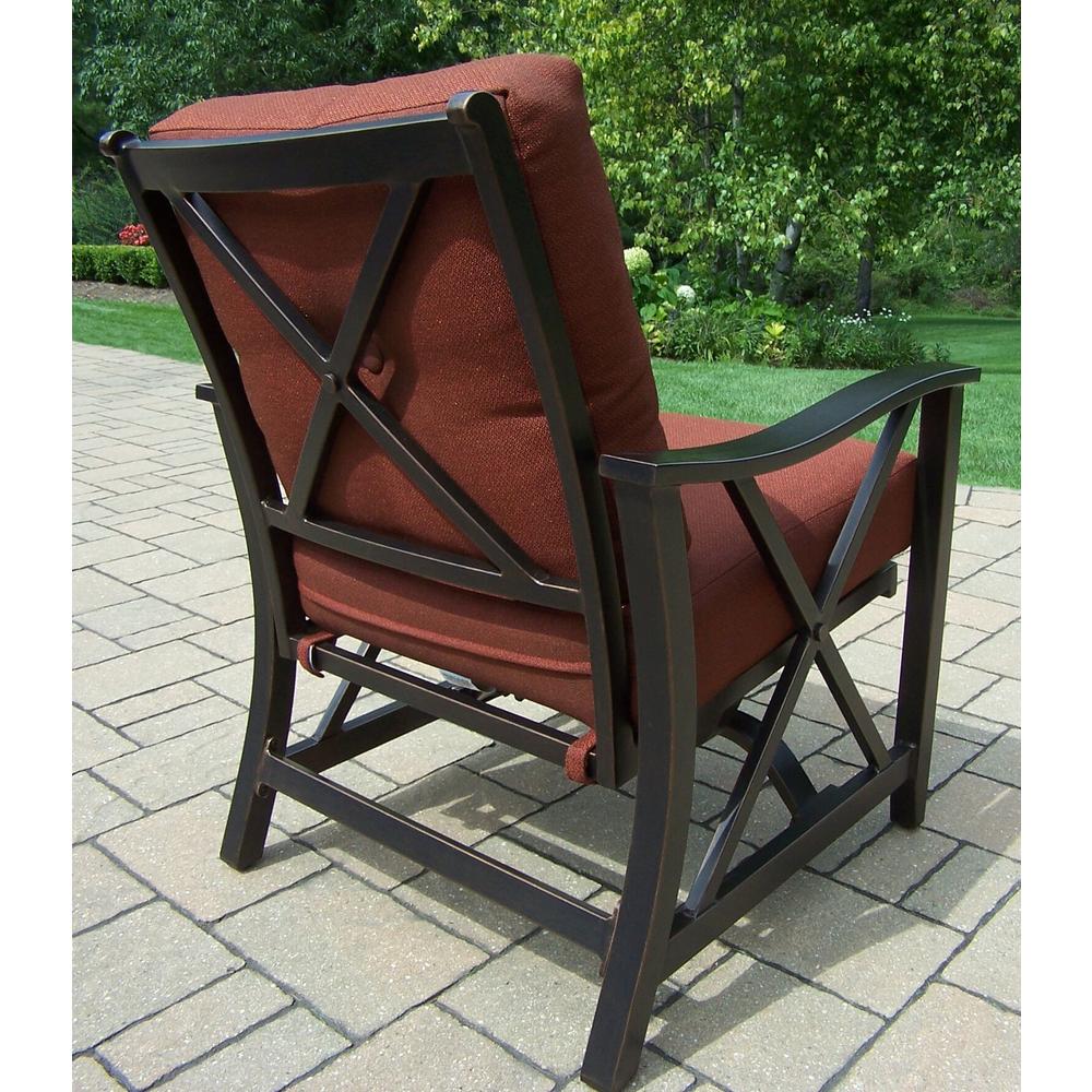 Outdoor Living and Style Set of 4 Bronze Outdoor Patio Seating Rocking Chair - Red Cushions