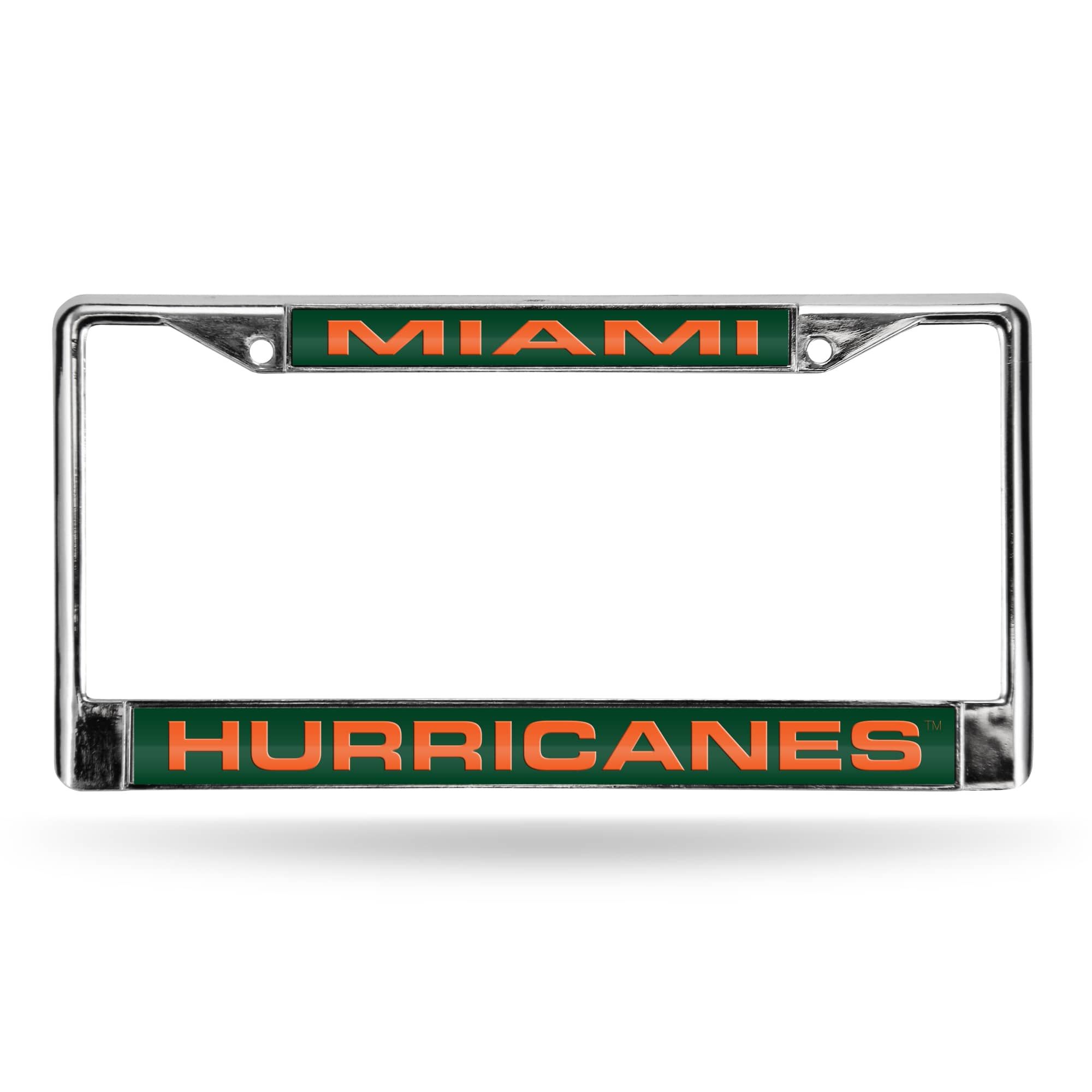 Rico 6" x 12" Green and Silver Colored College Miami Hurricanes License Plate Cover