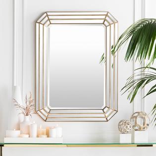 Tiwari Home 40 Beige Beveled Mirrored Wall Decor Accents