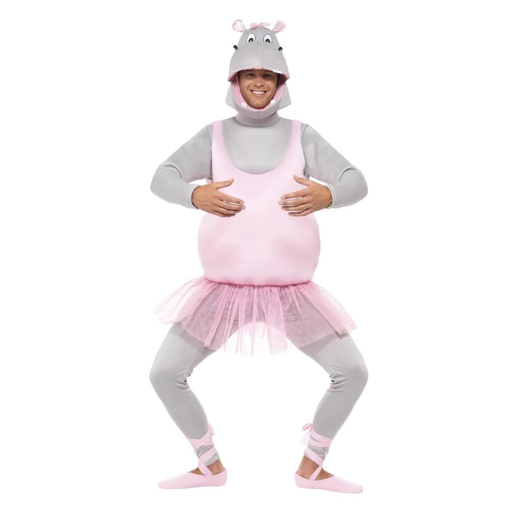 Smiffys 44" Gray and Pink Ballerina Hippo Unisex Adult Halloween Costume