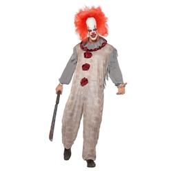 Smiffys 49" Gray and Red Clown Halloween Cirque Sinister Men Adult Halloween Costume - Large