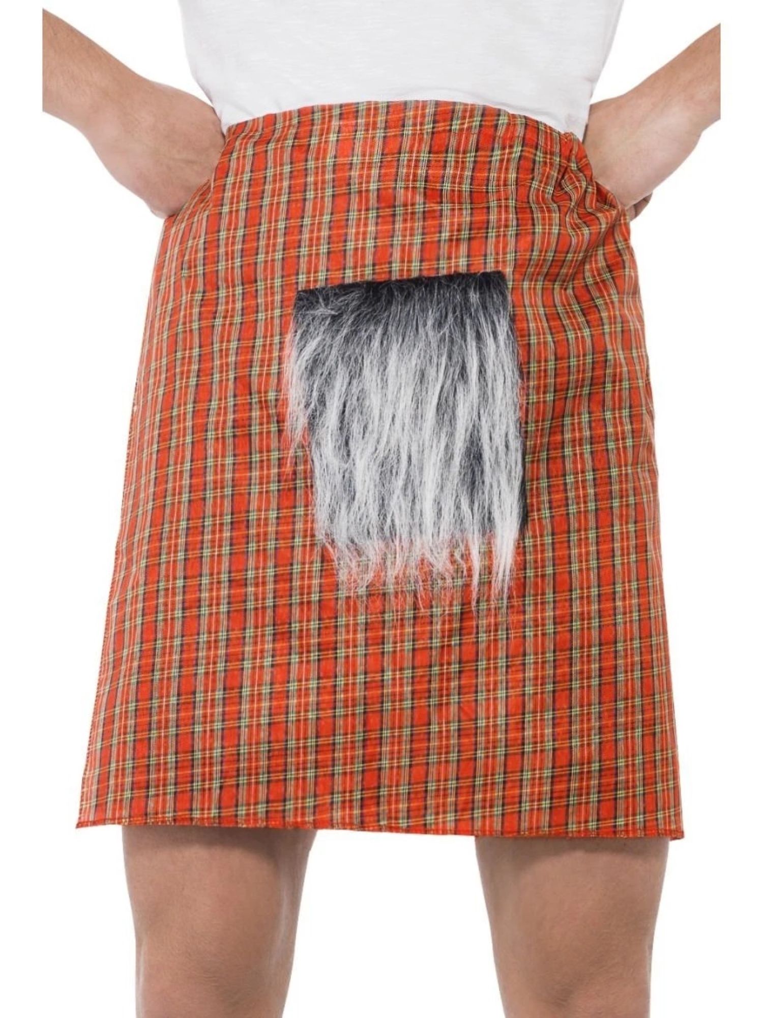 Smiffys 31" Red and Gray Unisex Adult Halloween Tartan Kilt with Sporran Costume Accessory - One Size