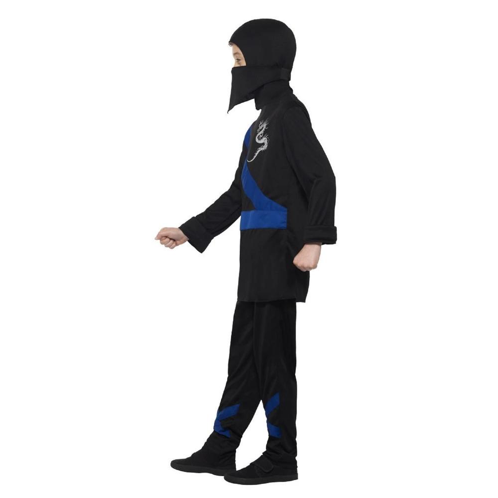 Smiffys 44" Black and Blue Ninja Assassin Boy Child Halloween Costume - Small