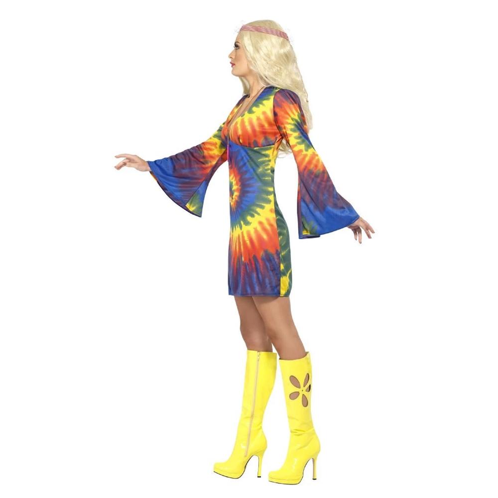 Smiffys 49" Vibrantly Colored 1960's Style Tie Dye Women Adult Halloween Costume - Medium
