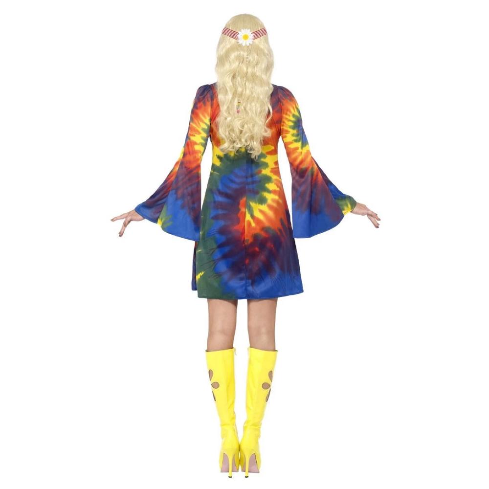 Smiffys 49" Vibrantly Colored 1960's Style Tie Dye Women Adult Halloween Costume - Medium