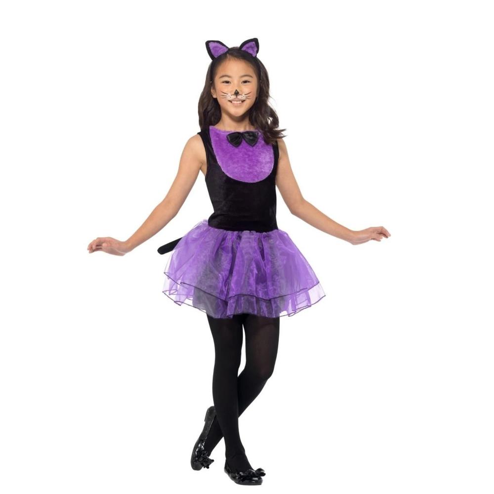 Smiffys 42" Black and Purple Cat Girl Child Halloween Costume - Large