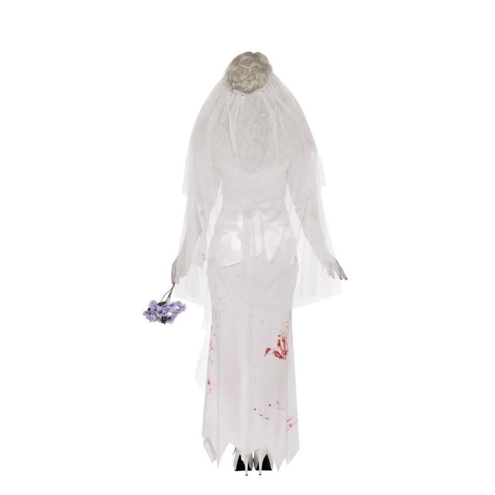 Smiffys 49" White and Red Zombie Bride Women Adult Halloween Costume - Large