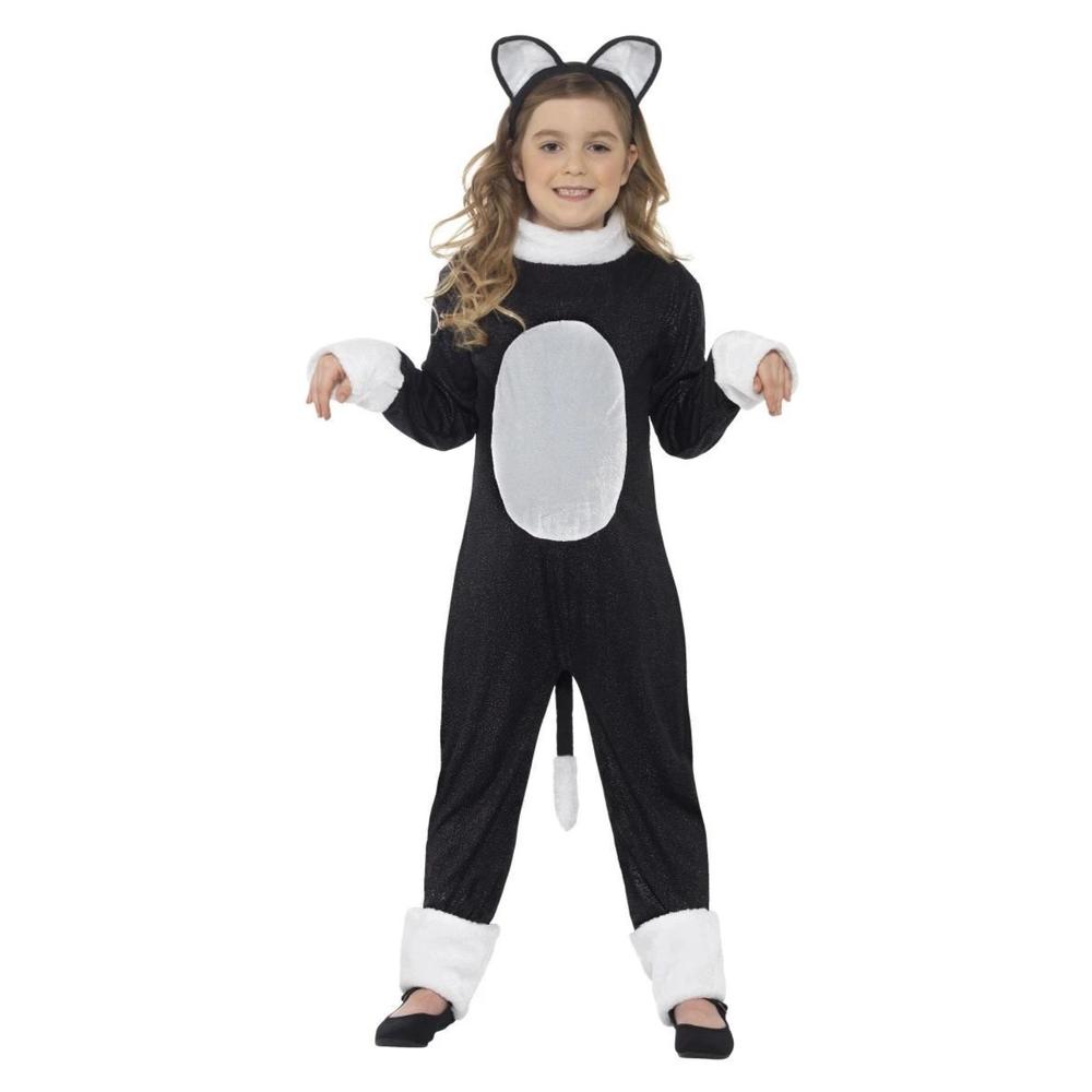 Smiffys 49" Black and White Cool Cat Girl Child Halloween Costume - Large