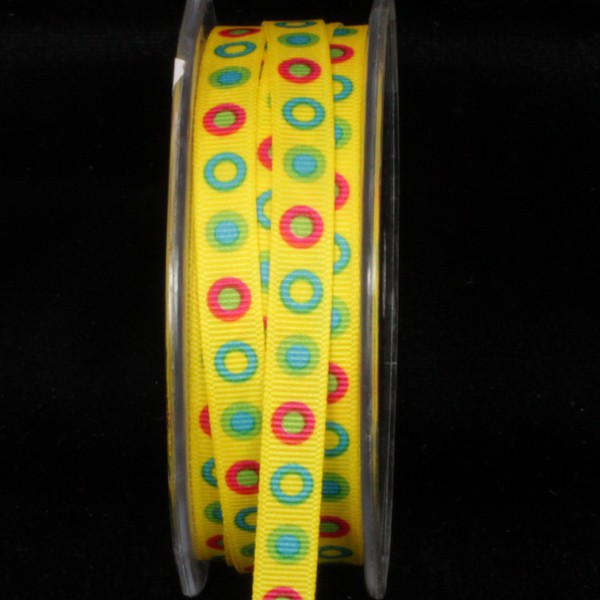 The Ribbon People Yellow and Green Polka Dot Wired Craft Ribbon 0.25" x 108 Yards