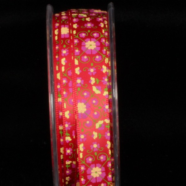 The Ribbon People Elegant Red and Pink Inga's Print Craft Ribbon 0.5" x 54 Yards