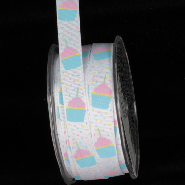 The Ribbon People White and Blue Cupcake Confetti Wired Craft Ribbon 0.5" x 54 Yards