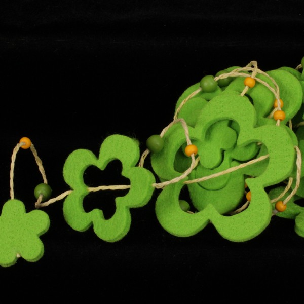 The Ribbon People Green Fuzzy Flower Garland Decoration 59" x 19.8 Yards