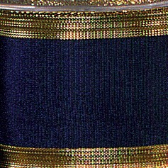 The Ribbon People Blue Navy with Gold Edge Wired Craft Ribbon 1.5" x 27 Yards