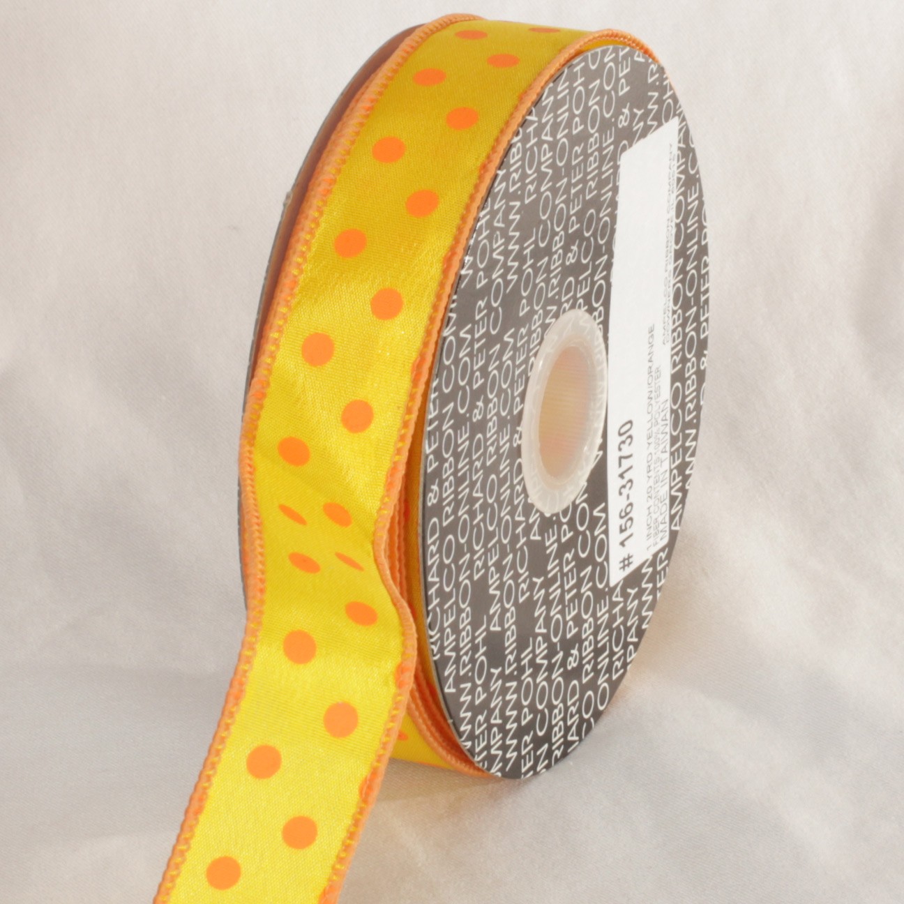 The Ribbon People Yellow and Orange Polka Dots Printed Wired Craft Ribbon 1" x 80 Yards