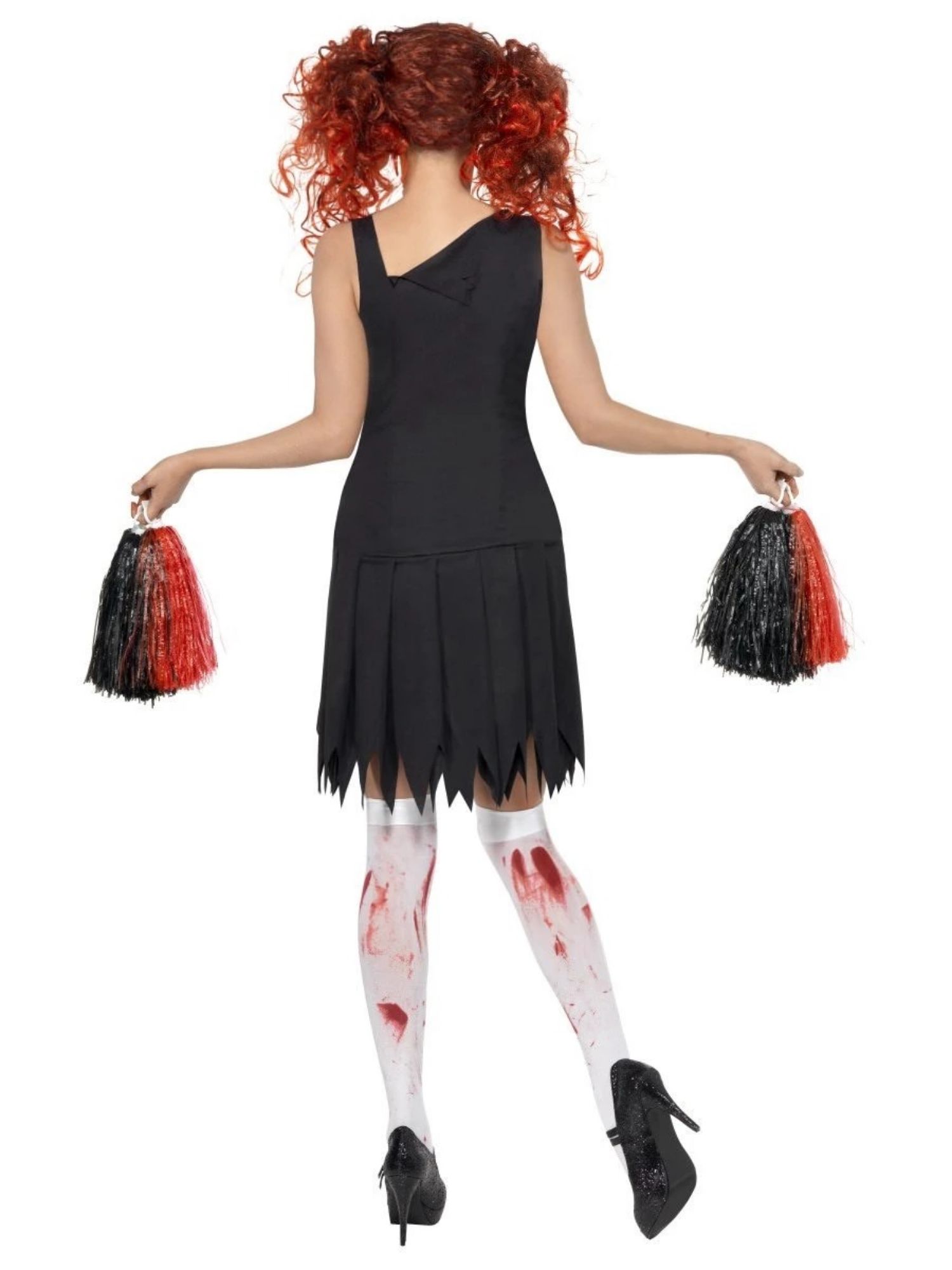 Smiffys 49" Red and Black High School Horror Cheerleader Women Adult Halloween Costume - Medium