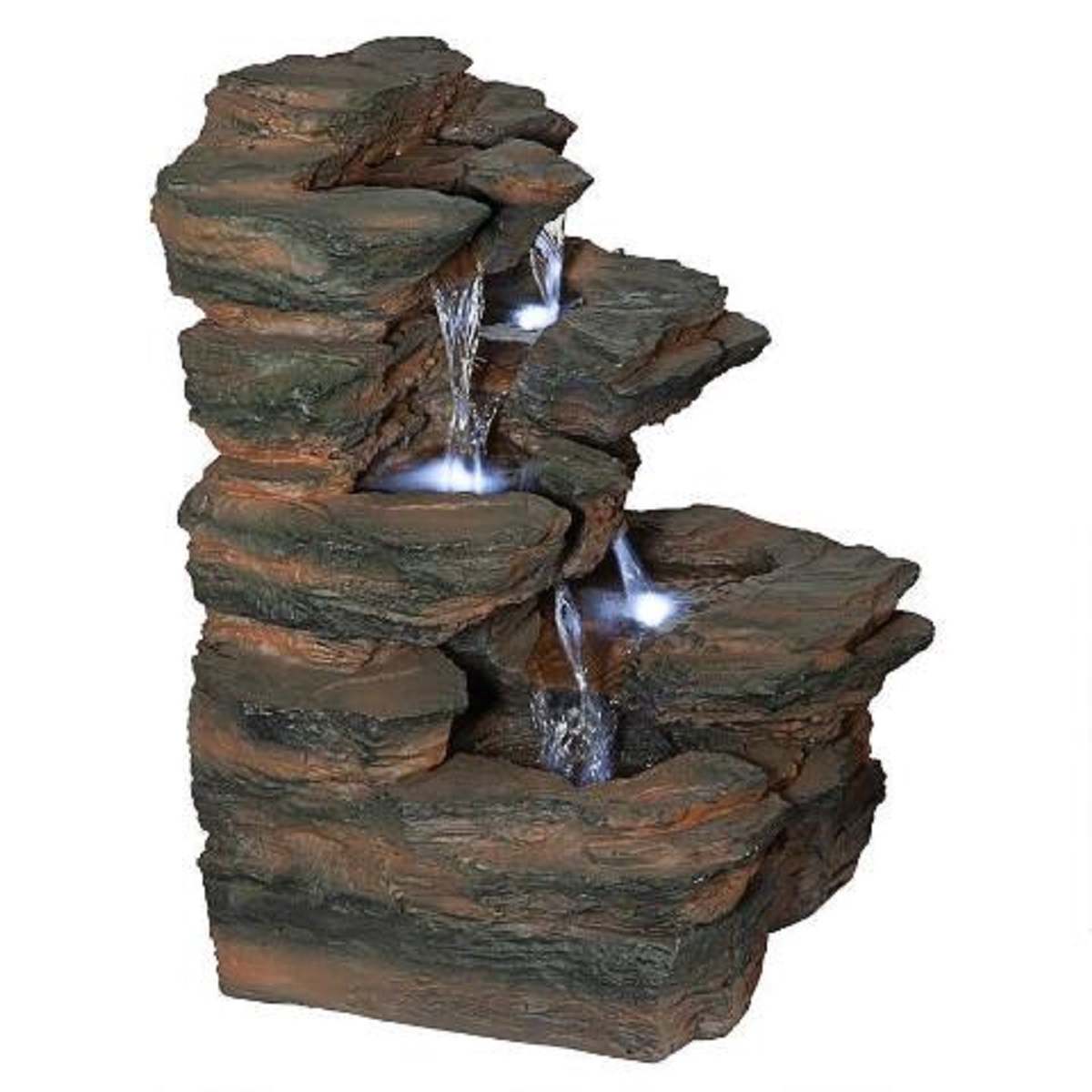 Outdoor Living and Style Ramrod Bluffs Cascading Waterfall Illuminated Tabletop Fountain - 19"