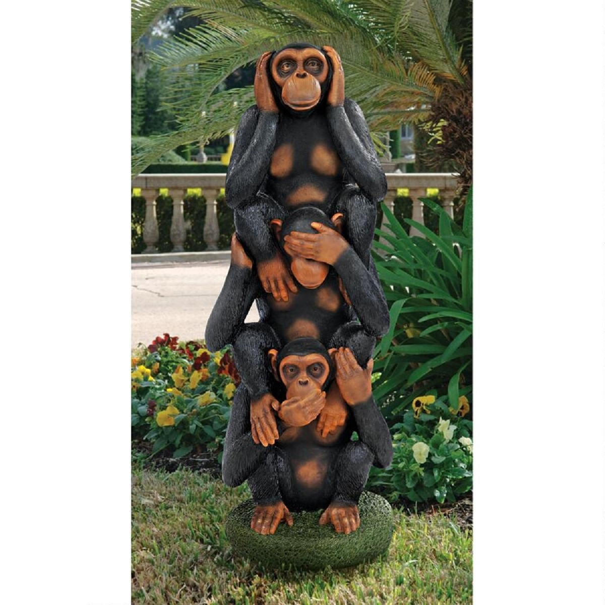 Outdoor Living and Style 38.5" Hear See Speak No Evil Monkeys Outdoor Garden Statue