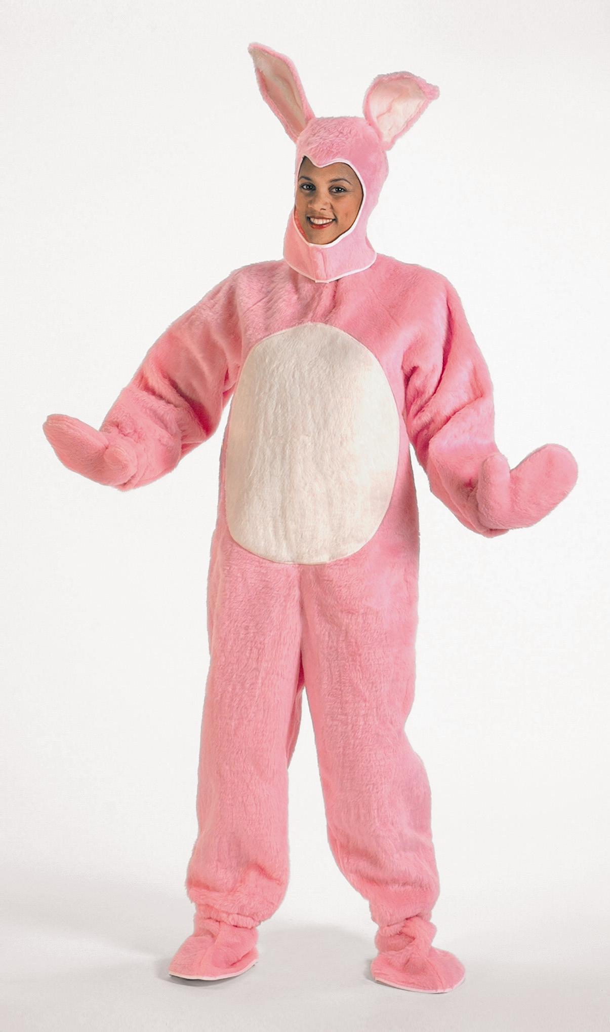 The Costume Center 4 Piece Pink Easter Bunny Suit with Open Face Hood  – Adult Size Large