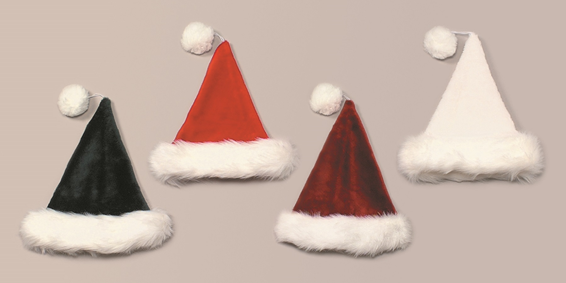 The Costume Center Santa Claus Burgundy Velvet Plush Hat with Dangling Pom Pom