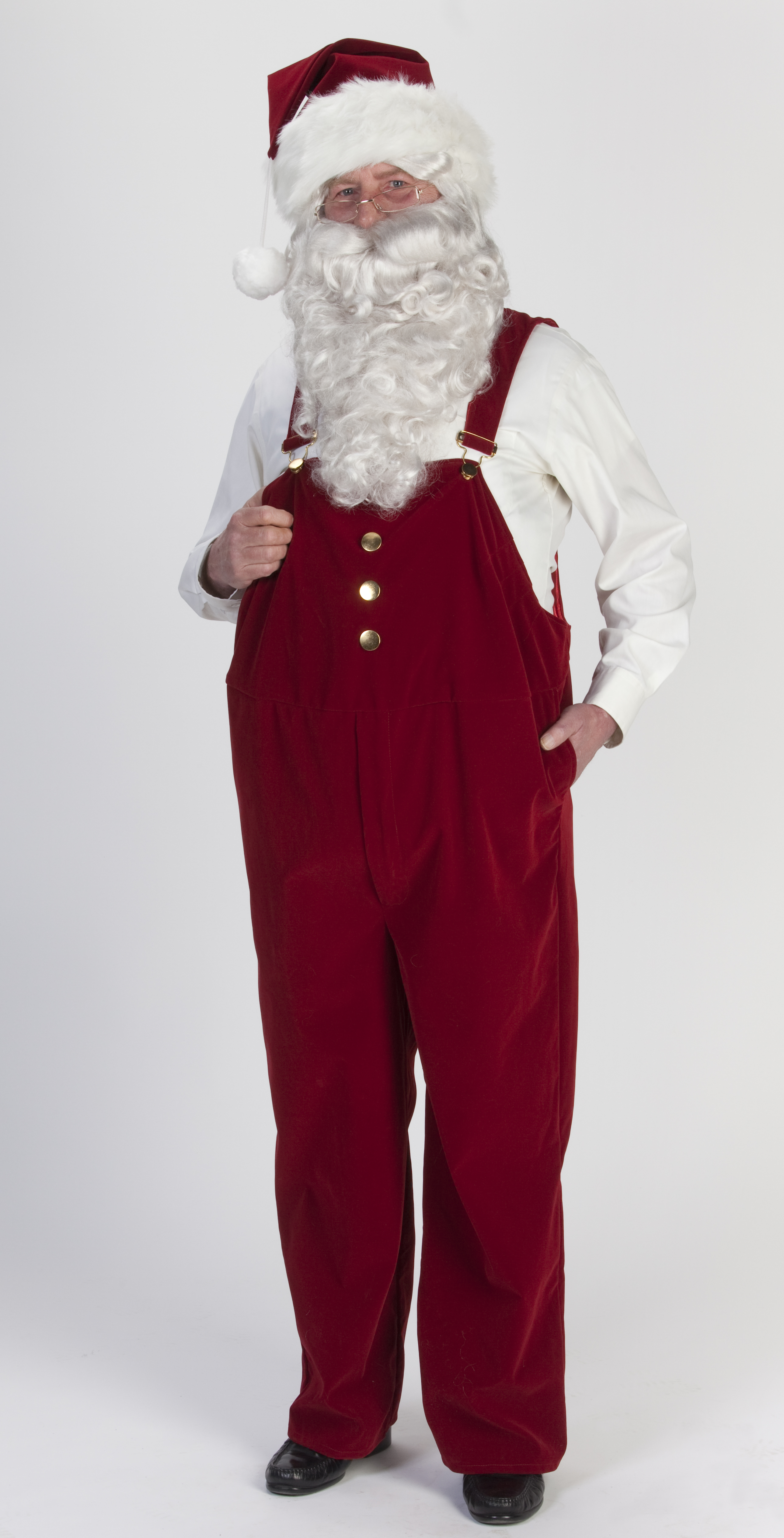 The Costume Center 7-piece Burgundy Velvet Overall Santa Claus Christmas Suit - Adult Size XXXL