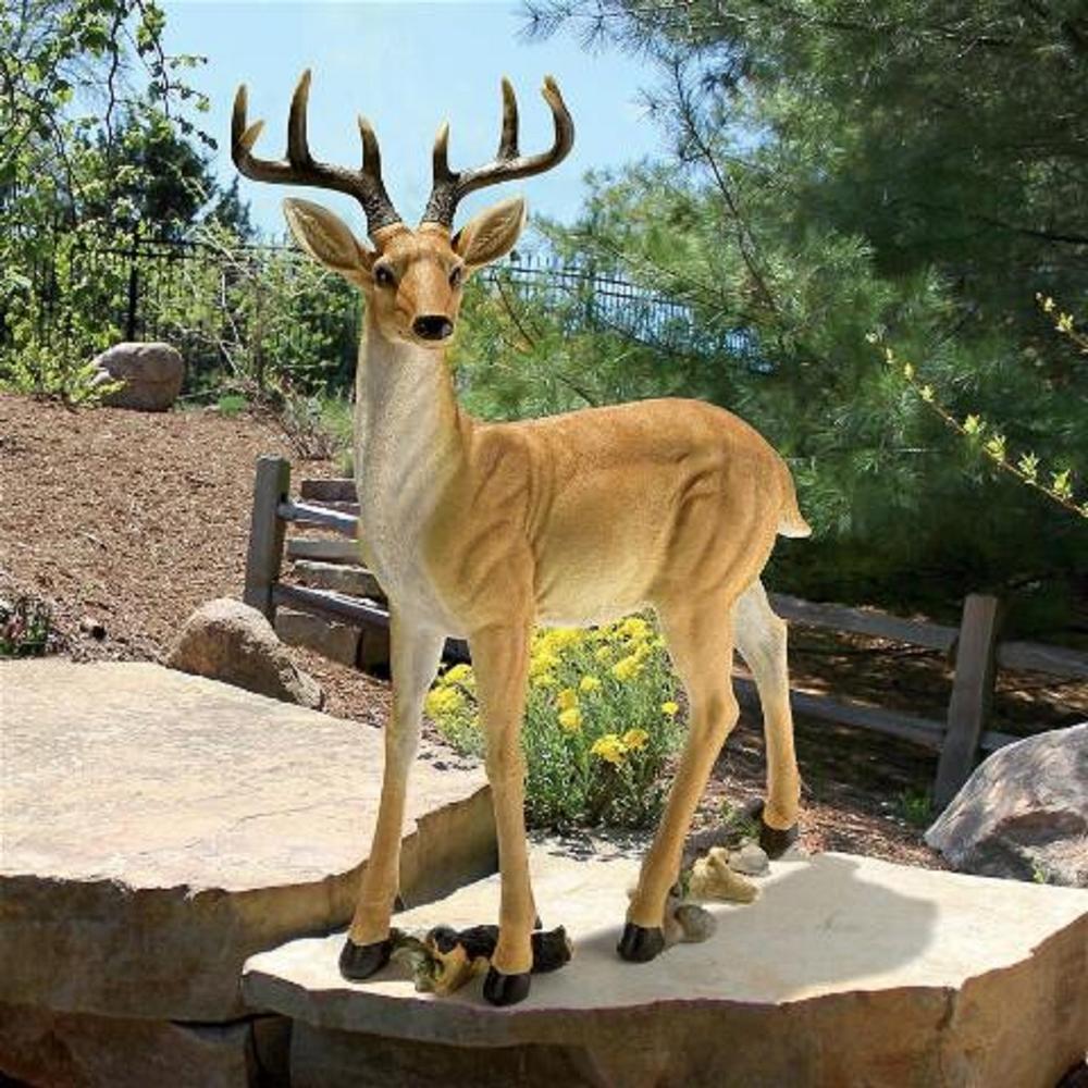 Outdoor Living and Style 37.5" Standing Deer Hand Painted Outdoor Garden Statue
