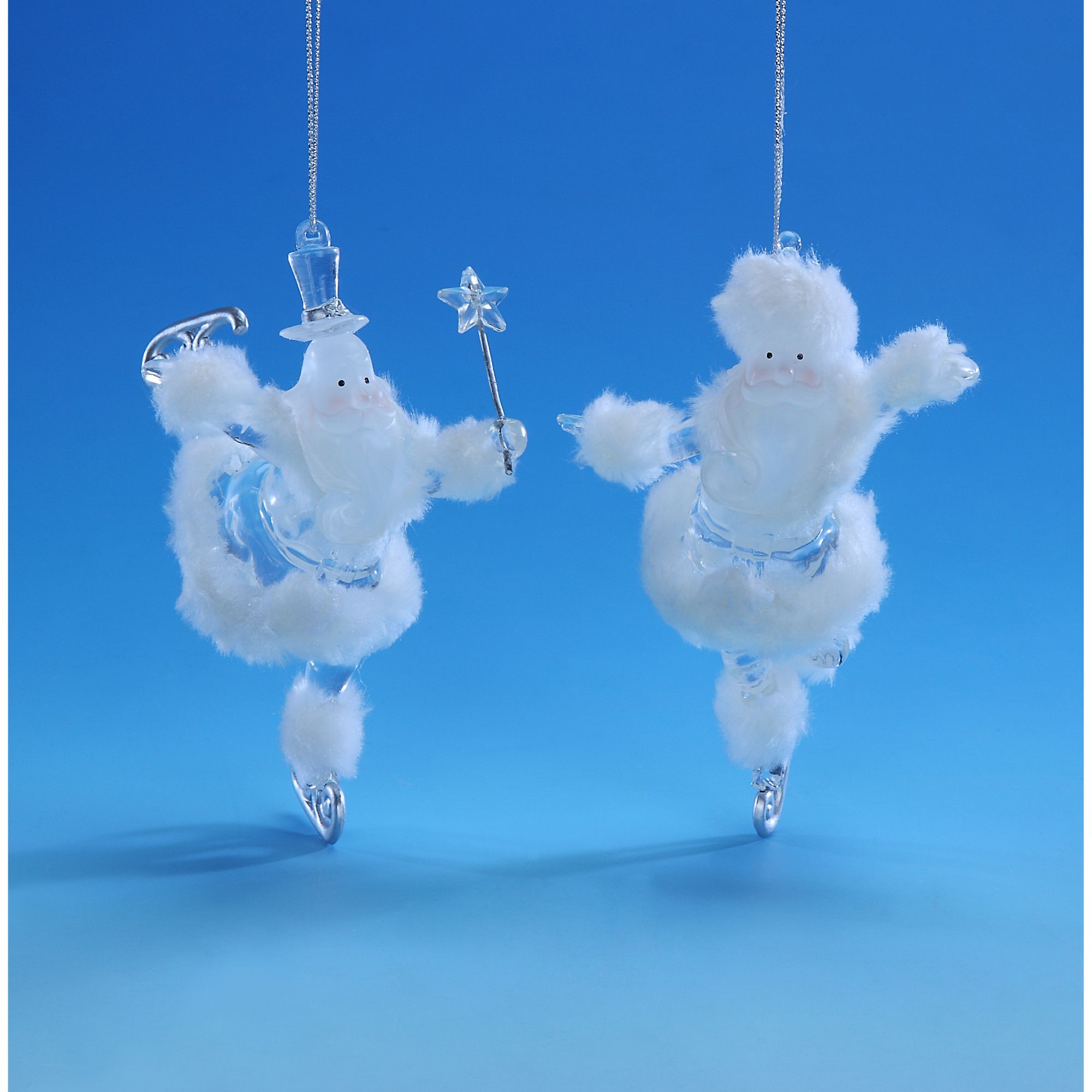 Icy Giftware Set Of 4 White And Clear Ice Skating Santa