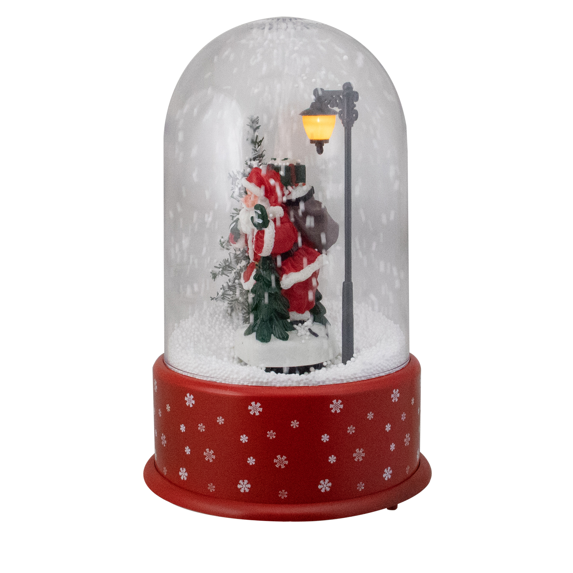 Northlight 11.75" Lighted Santa with Street Light Snowing Christmas Globe